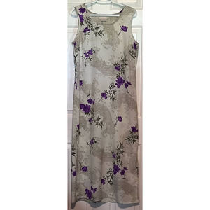 Expressions Women's Green‎ Purple Maxi Dress Size 14 50" Long x 20" Pit to Pit